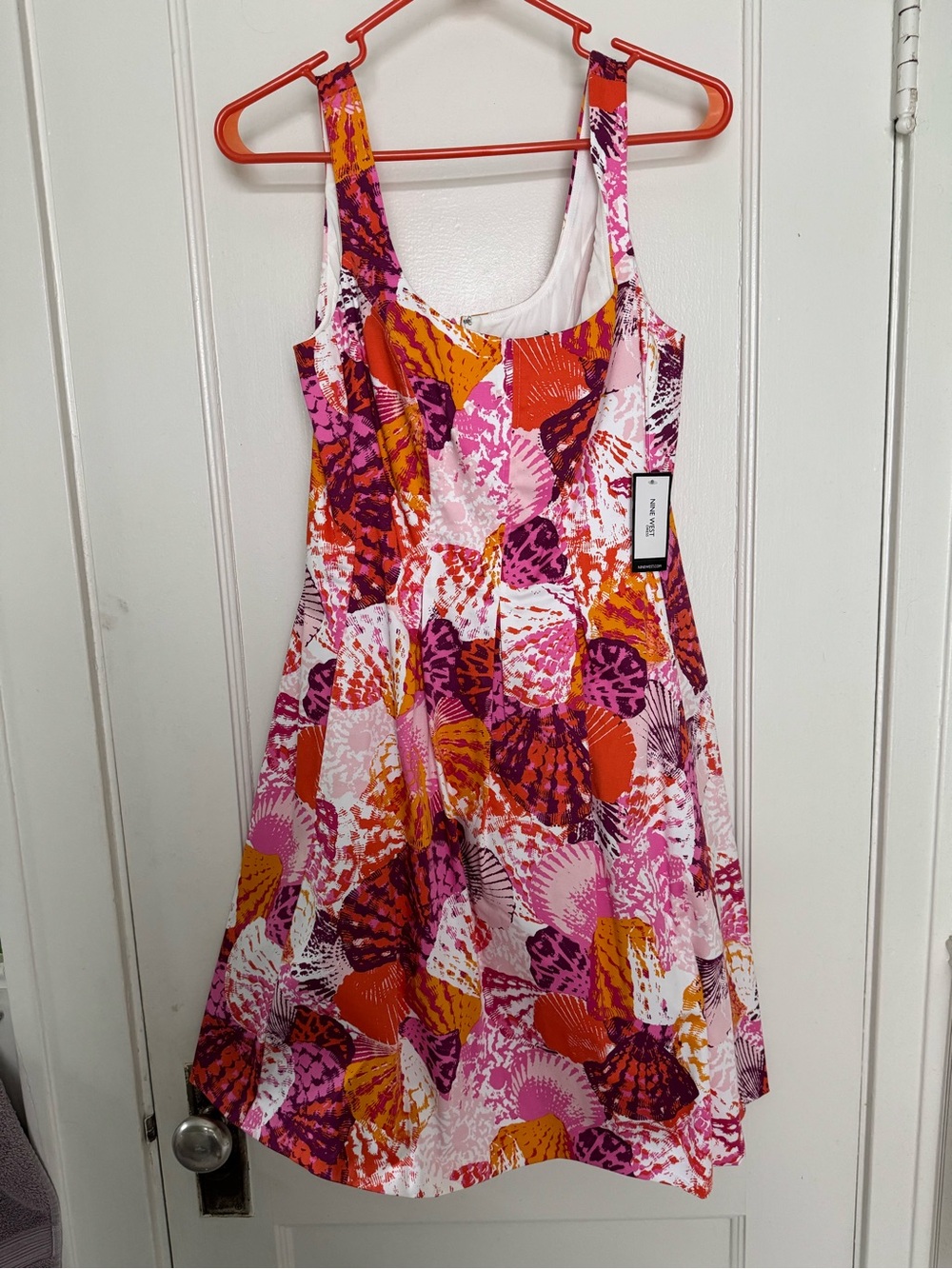 Nine West Vibrant Pink, Orange & White Sleeveless Casual Dress
